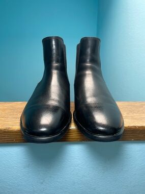 ECCO CityTray Black Leather Chelsea Boots Mens 47 13 13.5 Pull On Work Shoes